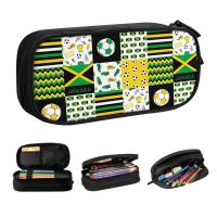 Korean Jamaica Soccer Football Ball Pattern Pencil Cases for Girls Boys Custom Large Capacity Pen Bag Box School Accessories