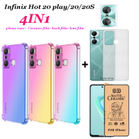 (4IN1) Infinix ขายดี20S 20i 12 Play เคสโทรศัพท์กันตกสี่มุม12เล่นร้อน + ฟิล์มกระจกเทมเปอร์ + ฟิล์มเลนส์ + ฟิล์มด้านหลัง