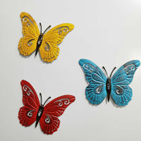 3 Pieces Of Modern Style Wall Hangings Metal Color Butterfly Decoration Wall Carving Animal Theme Wall Decoration