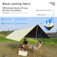 3X4 3X3M สีดำเคลือบ Tarp หน้าจอ Shade เมมเบรน Camping Tarp กันน้ำกลางแจ้งผ้าใบกันน้ำ Shelter Sunshade Flysheet กันสาด Uv50