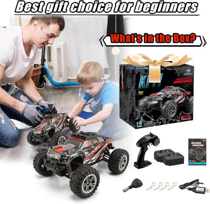 fuuy-rc-cars-for-adults-1-16-4wd-remote-control-car-max-42km-h-all-terrain-racing-rc-trucks-with-2-4-ghz-for-kids-off-road-waterproof-rc-truck-with-2-li-po-batteries-for-adults-red