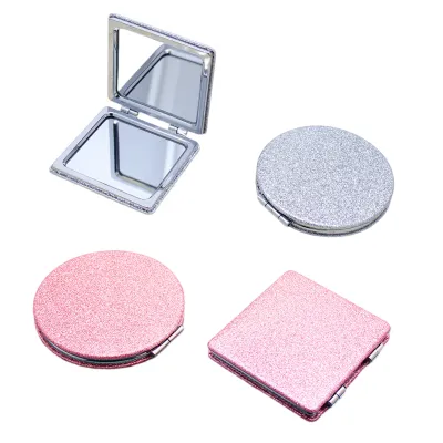 Cosmetic Mirror With Flash Lighting Travel Makeup Mirror Special Leather Handheld Mirror Flash Makeup Mirror Folding Makeup Mirror