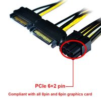 การ์ดแสดงผล Pci Express ขนาด6นิ้ว2 X Molex 4พินไป8-Pin Pci Express Video Card Pci-E Atx Psu สายสลับกระแสไฟฟ้า-Molex สำหรับ Pcie อะแดปเตอร์8พิน