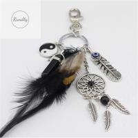 RUNDTY Dreamcatcher ของขวัญเครื่องประดับ Boho รถแขวนหินโอปอลพู่ Hamsa พวงกุญแจห้อยกระเป๋าพวงกุญแจตาชั่วร้ายพวงกุญแจคนล่าฝันพวงกุญแจนักล่าฝันพวงกุญแจขนนก