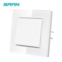 【DT】hot！ SRAN light switch 1gang 1way 16A 250V tempered glass white 82mm x wall eu F610-11W