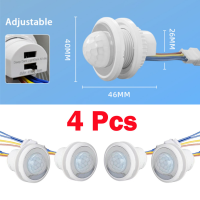 AvvRxx 4 Pcs LED PIR ปรับความล่าช้าของร่างกายมนุษย์เครื่องตรวจจับอินฟราเรด IR อินฟราเรด Motion Sensor สวิตช์ไฟสำหรับบ้าน AC 85V-265V