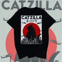 【Hot】 เสื้อยืดคอตตอนลำลอง เสื้อยืดแขนสั้น เสื้อสกรีน ลาย Catzilla -​ Oversize เสื้อคอกลม เสื้อคู่  แท้100% cotton เสื้อยืดลำลองฤดูร้อน