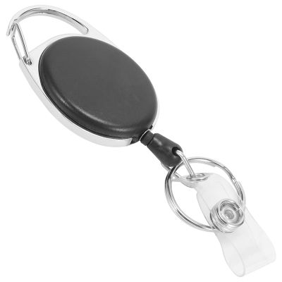 20 Packs of Retractable Badge Holders with Carabiner Reel Holder and Key Ring, Key Holder for ID Card, Black