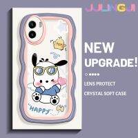 Jjlingji เคสสำหรับ VIVO Y15s Y15a เคส Y01ลายน่ารักน่ารัก Pochacco ชายแดน Colour Wave Shockproof นุ่มปลอก TPU ซิลิโคนแบบใสเคสมือถือรวมทุกอย่างรวมกับฝาครอบป้องกันหัวกล้อง