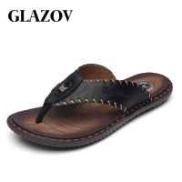 Luxury Brand Handmade Genuine Leather Shoes Cow Men Casual Shoes Beach Flip Flops Sneakers Summer Outdoor Footwear Flat Sandals House Slippers