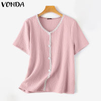 Fancystyle VONDA เสื้อเย็บ Brukat Kancing ลำลองของผู้หญิงเสื้อคอกลมเสื้อหนาประจำวัน #2