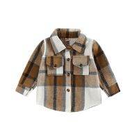 {AH Department Store}Kinder Kleinkind Baby Kariertes Hemd Jacke Casual Revers Langarm Button Up Cardigan Mantel Für Jungen Mädchen 6M 4T