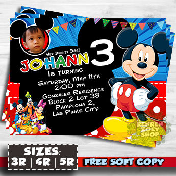 Disneys Mickeys Mouse Invitation Card [15pcs MINIMUM Order] #a018 ...