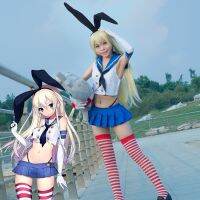 [Lao Zhang Fashion Cosplay]อะนิเมะ Kantai คอลเลกชัน Shimakaze เครื่องแบบคอสเพลย์ Cos เครื่องแต่งกายจัดส่งฟรีถุงเท้า (ด้านบนกระโปรงผูก H Eadwear ถุงมือถุงเท้าทอง)