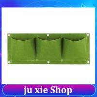 JuXie store 3 Pockets Green Wall-mounted Planting Bag Flowers Plant Grow Pot Wall Hanging Life Household Flower Pots Decoration