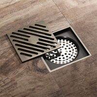 Bathroom Floor Drain Square 10cm Antique Bronze Shower Drain Brushed  4 Inches Gravity Flushing Balcony Bathroom Drainage Drains Traps Drains