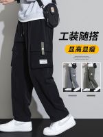 【Ready】? overs mens sprg and autumn loose straight large size pl fat and multi-pockets autumn casl long ps