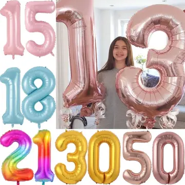 Rose Gold Hello 30 Baby Balloons Baby Shower 10/13/15/21/25th 30th Birthday  Party Decor 21 30 number Balls Inflatable Air Globos