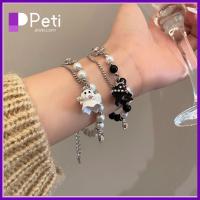 PETI JEWELLERY โลหะผสมอัลลอยด์ สร้อยข้อมือฮาโลวีน ลูกปัดประดับลูกปัด โกสต์ผี กำไลข้อมือคู่ น่ารักน่ารักๆ เครื่องประดับอัญมณีอัญมณี สร้อยข้อมือโกธิค สำหรับผู้หญิง