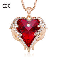 CDE Women Rose Gold Necklace Embellished with Crystals Fine Pendant Necklace Jewelry Valentines Day Gifts