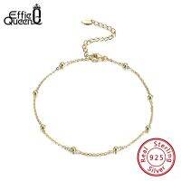 【CW】♀❖▥  Effie Real 925 Eclipti Anklets / Gold Color with 8pcs Beads on Foot Leg Chain Jewelry Beach  SA05