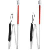 2X Aluminum Folding Cane 4-Sec Folding Cane with Rolling Tip for Blind Walking Stick