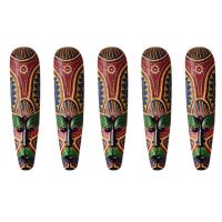 5X Wooden Mask Wall Hanging Solid Wood Carving Painted Facebook Wall Bar Home Decorations African Totem Mask Crafts A