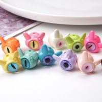 VGGE 10 pcs Rotundity Cartoon Evil Eyes ลูกปัดตาข้างเดียว ลูกปัดเจาะรู Color สร้างขึ้นอย่างประณีต 1616มม. สร้อยคอตกแต่ง DIY สำหรับสัตว์เลี้ยง