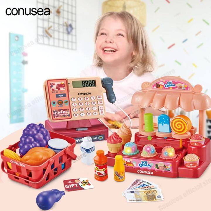 conusea-เครื่องคำนวณลงทะเบียนเงินสดเครื่องคิดเงินของเล่นของเล่นเด็กผู้หญิงเด็กผู้ชายจำลองซูเปอร์มาร์เก็ตร้านขายของคอสเพลย์