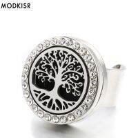 【HOT】 MODKISR Wholesale Stainless Steel Tree Of Life 25mm Trendy Aromatherapy Essential Oil Diffuser Women Rings Jewelry Female Ring