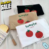 แฟชั่นผู้หญิง Sugarbeetshop | F31 Tomato Smile tee  เสื้อโอเวอร์ไซต์ oversize เสื้อยืดผ้า cotton เสื้อผ้าแฟชั่น เสื้อผ้าสาวอวบ