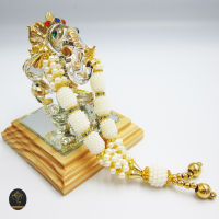 Ananta Ganesh ® พวงมาลัย handmade ล้ำค่า มุก ลูกปัดทอง (อินเดียแท้) ขนาด 5" พระพิฆเนศ พระแม่ลักษมี ท้าวเวสสุวรรณ Ma07 MAP