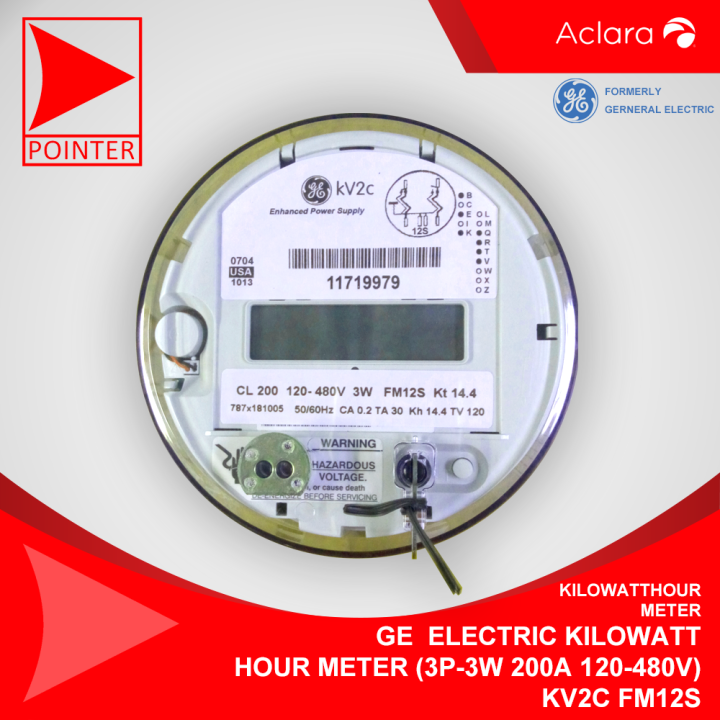 GE ELECTRIC KILOWATT HOUR METER (3P-3W 200A 120-480V) KV2C FM12S / (3P ...