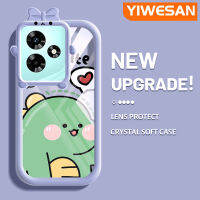 YIWESAN เคสสำหรับ Infix 30 Pro Hot 30i ร้อน20 Play 20i Hot 9 Play การ์ตูนการ์ตูนน่ารักมอนสเตอร์น้อยตัวเคสนิ่มรูปโบว์เคสโทรศัพท์โปร่งใสกันกระแทก TPU ซิลิกาเจลฝาครอบป้องกันเลนส์กล้องถ่ายรูป