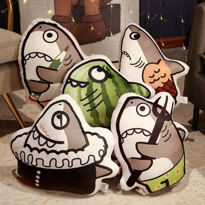 [COD] Internet celebrity shark pillow watermelon cushion nap funny expression spoof plush toy doll gift wholesale