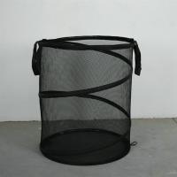 1PC Home Laundry Basket Foldable Mesh Laundry Washing Clothes Basket Round Laundry Basket for Home (Black)