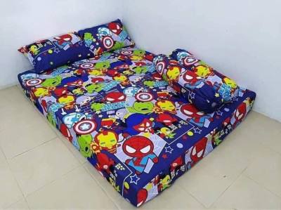 ผ้าปูที่นอน (1-5 ชิ้น) เนื้อผ้าคอตตอนเเท้ สีสดใหม่เลือกขนาดได้ (Super Hero)