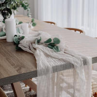 Sage Gauze Wedding Table Runner,โต๊ะรับประทานอาหาร Vintage,เหมาะสำหรับงานเลี้ยงวันเกิดงานเลี้ยงโค้งตกแต่งเค้ก