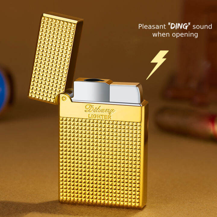MUSCLE CLUB Gold Metal Flip Lighter Straight Flame Refillable Lighter