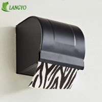 Matte Black Bathroom Tissue Box Holder  European Toilet Paper Roll Holders Wall Mount Kitchen Waterproof Paper Holder Box Toilet Roll Holders