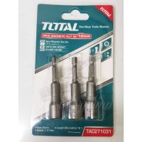 Total ดอกไขควง แกน 1/4 นิ้ว หัวบ๊อกซ์ 6 เหลี่ยม 10 มม. (3 ตัวชุด) รุ่น TAC271031 ( Magnetic Nut Set )