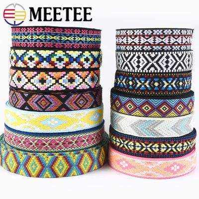 10Meters 25mm Polyester Ethnic Webbing Tape Jacquard Ribbon Shoulder Bag Strap Lace Belt Bias Binding Garment Sewing Accessories Gift Wrapping  Bags