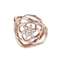 Authentic S925 Ring For Women Wedding Party Gift Rose Petals Statement Ring Lady Girl anel