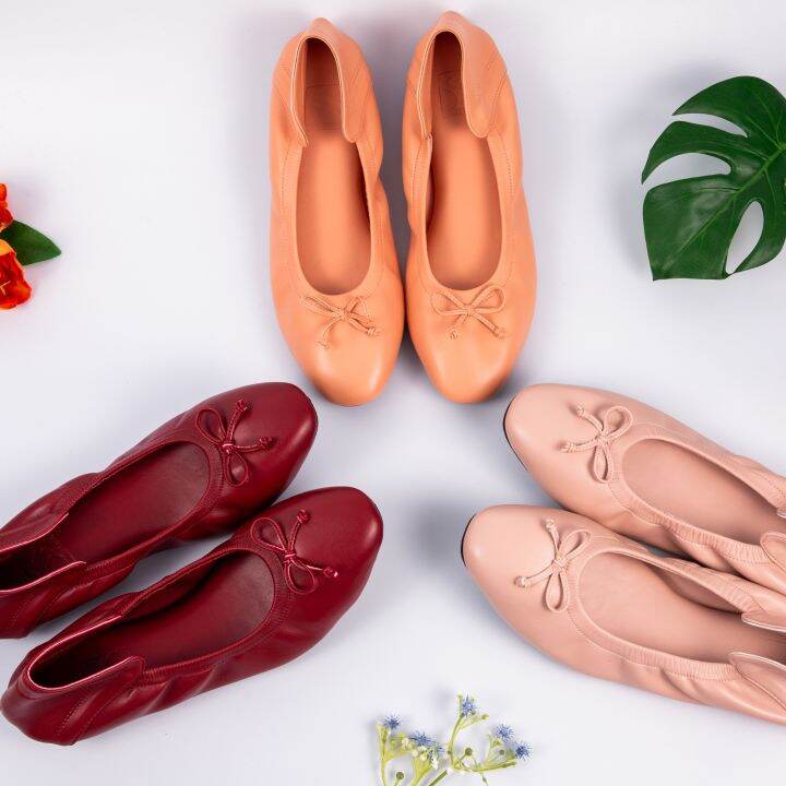 sincera-brand-premium-flat-shoes-คัชชูสีแดงเบอร์กันดี-burgundy-คัชชูส้นแบน-คัชชูส้นเตี้ย-หนังนิ่ม-ใส่สบาย-ไม่กัดเท้า