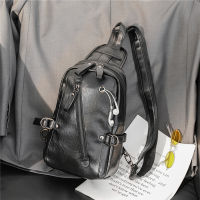 Multifunction Black Men Leather Chest Bag Waterproof Shoulder Bag Crossbody Bag Luxury Chest Bag for Man Traval Messenger Pack