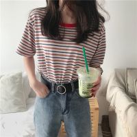 t Shirt Women Oversize Short Sleeve Korean Fashion Tops Stripe T-shirts Women Clothing