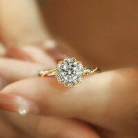 การออกแบบนวนิยายดอกไม้แหวนแต่งงานหรูหรา Moissanite แหวนสำหรับผู้หญิงที่สง่างามโรแมนติกสัญญาของขวัญเครื่องประดับแฟชั่น anillo.s mujer