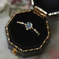 925 Sterling Silver Light Luxury Platinum Plating Artificial Moonstone Ring For Women Fine Jewelry