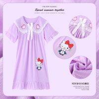 Kawaii Sanrio อนิเมะ Kuromi Nightgowns Cinnamoroll ของฉันเมโลดี้เฮลโลคิตตี้เดรสสำหรับทารกแบบเจ้าหญิงของขวัญชุดนอนชุดอยู่กับบ้านเด็ก