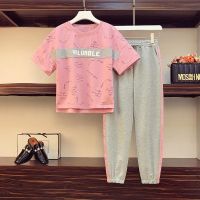 COD SDFERTGRTYTYUYU New Korean Fashion Casual Womens Set Wear Loose Running Sweatshirt Sweatpants Lady tracksuit Sport wear summer 2021